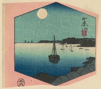 Utagawa Hiroshige: The Terrace at Kanagawa (Kanagawa dai), cut from sheet 1 of the series Cutout Pictures of the Road to Ôyama (Ôyama dôchû harimaze zue) - Museum of Fine Arts