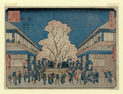 歌川広重: Naka-no-chô in the Yoshiwara (Yoshiwara Naka-no-chô), from the series Famous Places in Edo (Edo meisho) - ボストン美術館