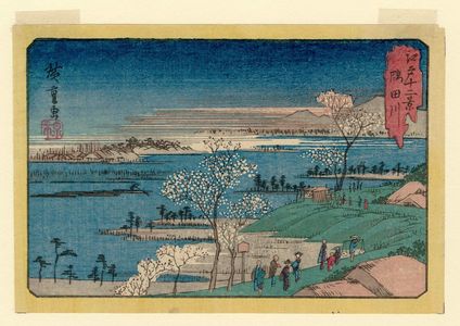 日本版画 "The Sumida River (Sumidagawa), from the series Twelve Views of Edo (Edo jûni kei)" 由 Utagawa Hiroshige, 歌川広重 (Utagawa Hiroshige I) 创作