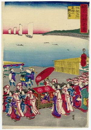 Tsukioka Yoshitoshi: The Procesion of a Princess: Morning View of Takanawa, a Famous Place in Edo (Himegimi gyôretsu no zu, Edo meisho Takanawa no asa no kei) - Museum of Fine Arts