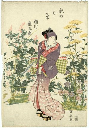 Utagawa Kuniyasu: Actor Segawa Kikunojô and the Seven Plants of Autumn (Aki no nanagusa) - Museum of Fine Arts