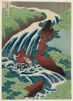 葛飾北斎: Yoshitsune's Horse-washing Falls at Yoshino in Yamato Province (Washû Yoshino Yoshitsune uma arai no taki), from the series A Tour of Waterfalls in Various Provinces (Shokoku taki meguri) - ボストン美術館