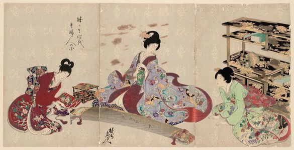 豊原周延: Preparing to Play the Koto, from the series Ladies of the Tokugawa Period (Tokugawa jidai kifujin no zu) - ボストン美術館