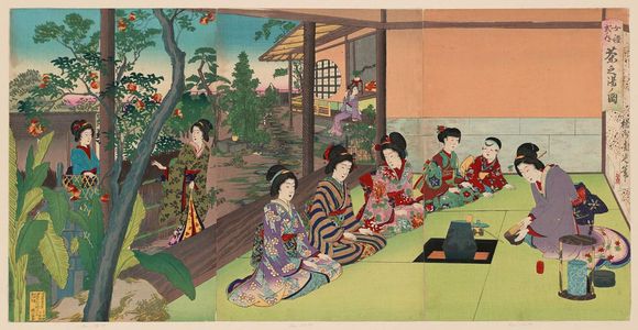 豊原周延: Tea Ceremony (Chanoyu no zu), from the series Etiquette for Ladies (Onna reishiki no uchi) - ボストン美術館