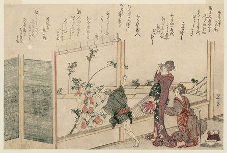 Katsushika Hokusai: Scenes of the 12 Months - Viewing Tanabata Decorations On the 7th Day of the - Museum of Fine Arts