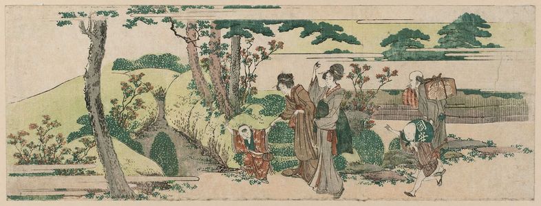 Katsushika Hokusai: Women and Children Going into Fields for an Informal Picnic - Museum of Fine Arts