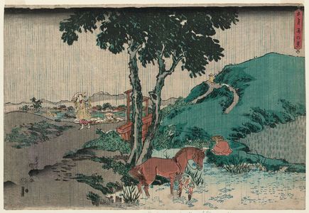歌川国貞: Early Summer Rain (Samidare no kei), from an untitled series of landscapes - ボストン美術館