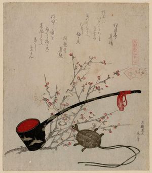 葛飾北斎: The Plum-blossom Shell (Ume no hana kai), from the series The Poetry-Shell Matching Game of the Genroku Era (Genroku kasen kai awase) - ボストン美術館