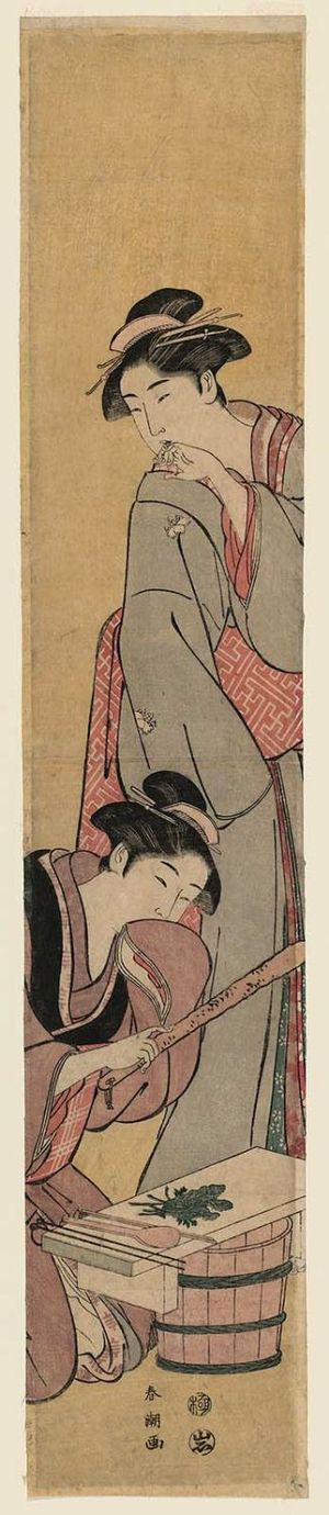 Katsukawa Shuncho: Preparing the Seven Herbs (Nanakusa) for the Seventh Day of the New Year - Museum of Fine Arts