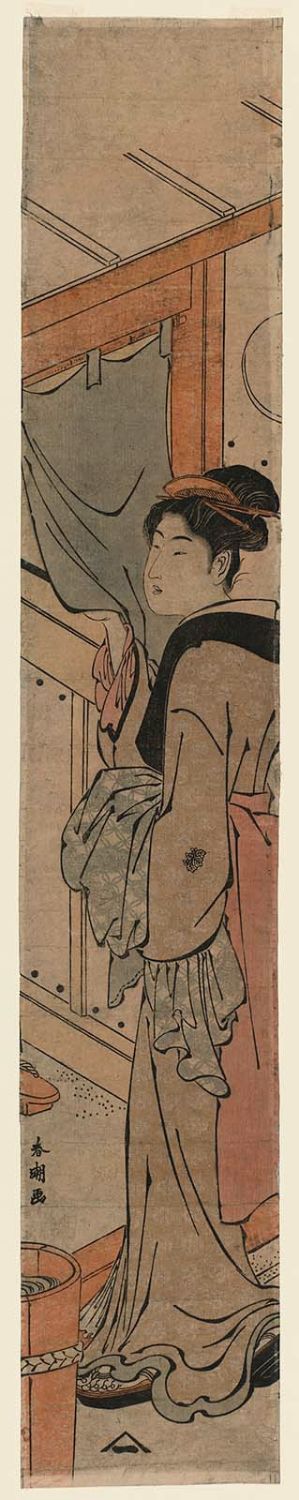 Katsukawa Shuncho: Woman Entering a Public Bath House - Museum of Fine Arts