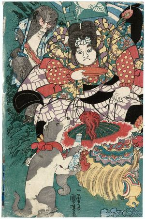 Utagawa Kuniyoshi: Momotarô and His Animal Friends - Museum of Fine Arts
