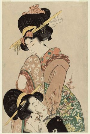 喜多川歌麿: Two Women with a Flowering Branch - ボストン美術館