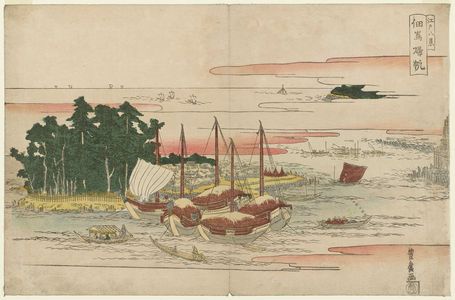 歌川豊広: Returning Sails at Tsukudajima (Tsukudajima kihan), from the series Eight Views of Edo (Edo hakkei) - ボストン美術館
