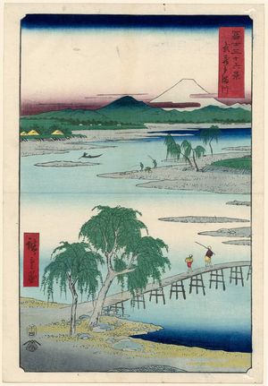 歌川広重: The Jewel River in Musashi Province (Musashi Tamagawa), from the series Thirty-six Views of Mount Fuji (Fuji sanjûrokkei) - ボストン美術館