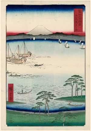 Utagawa Hiroshige, 歌川広重 (Utagawa Hiroshige I)による浮世絵「Kurodo Bay in Kazusa Province (Kazusa Kurodo no ura), from the series Thirty-six Views of Mount Fuji (Fuji sanjûrokkei)」