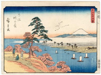 Utagawa Hiroshige: Kônodai in Shimôsa Province (Shimôsa Kônodai), from the series Thirty-six Views of Mount Fuji (Fuji sanjûrokkei) - Museum of Fine Arts