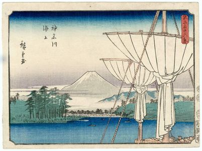 歌川広重: The Sea at Kanagawa (Kanagawa kaijô), from the series Thirty-six Views of Mount Fuji (Fuji sanjûrokkei) - ボストン美術館