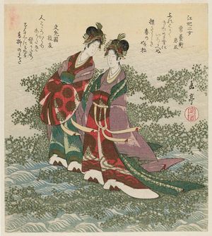 Yashima Gakutei: Two Princesses of the River (Kôhi nijo), from the series A Set of Ten Famous Numerals for the Katsushika Circle (Katsushikaren meisû jûban) - Museum of Fine Arts