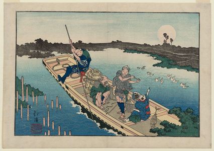 魚屋北渓: Ferry Boat on the Sumida River, from the album Santo no tomoe (Friends of the Three Capitals) - ボストン美術館