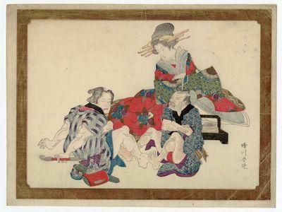 Katsukawa Shungyo: Courtesan Watching Clients Foot-wrestling - Museum of Fine Arts