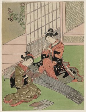 Suzuki Harunobu: Descending Geese of the Koto Bridges, from the series Eight Views of the Parlor (Zashiki hakkei) - Museum of Fine Arts