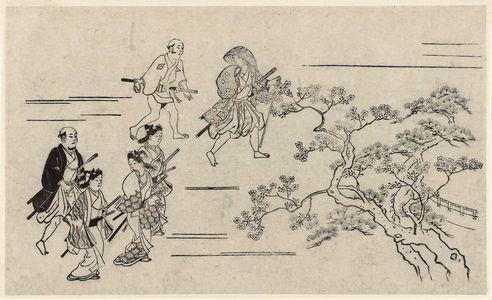 Hishikawa Moronobu: Viewing Cherry Blossoms in Ueno (Ueno hanami no tei), Sheet 6 - Museum of Fine Arts
