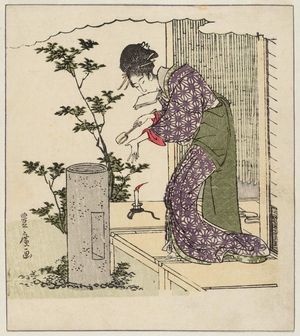 歌川豊広: Woman Washing Her Hands, from an untitled series of a day in the life of a geisha - ボストン美術館