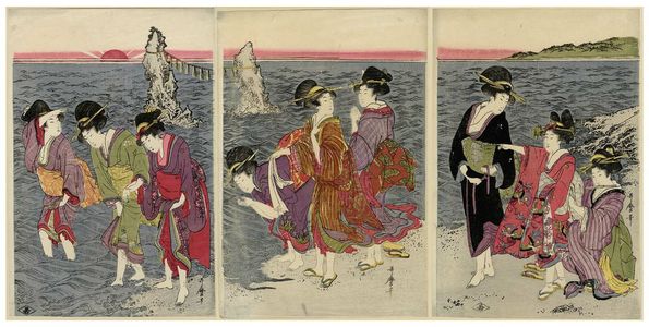 Kitagawa Utamaro: Women on the Beach at Futami-ga-ura - Museum of Fine Arts