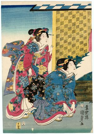 Utagawa Kunisada II: Women at Flower Exhibit - Museum of Fine Arts