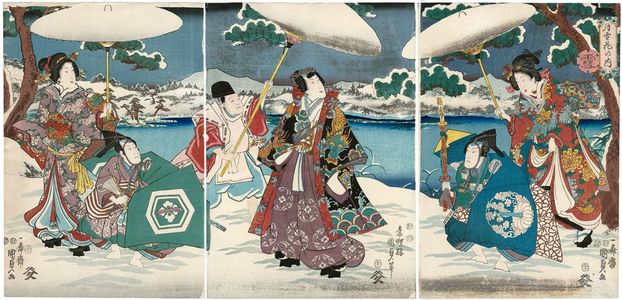 二代歌川国貞: Snow (Yuki), from the series Moon, Snow, and Flowers (Getsusekka no uchi) - ボストン美術館