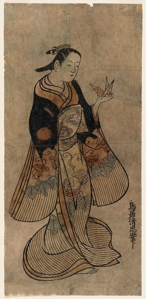 Torii Kiyotada I: Woman Holding an Origami Crane - Museum of Fine Arts