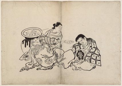 Okumura Masanobu: An Oiran Plying Two Shojo With Sake - Museum of Fine Arts