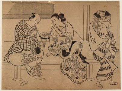 Okumura Masanobu: Oiran and Lover and Book Peddler - Museum of Fine Arts
