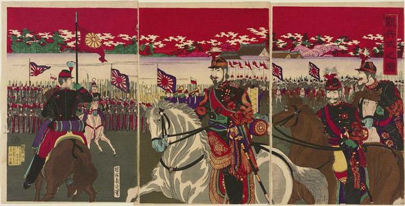 豊原周延: Illustration of a Military Review (Kanpeishiki no zu) - ボストン美術館