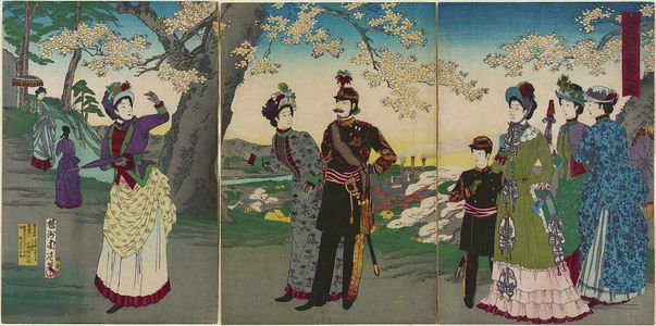 Toyohara Chikanobu: Illustration of an Excursion to Asuka Park (Asuka-en yûran no zu) - Museum of Fine Arts
