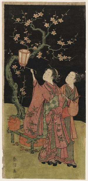 Suzuki Harunobu: Couple beside a Plum Tree at Night - Museum of Fine Arts
