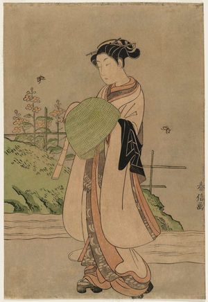 鈴木春信: Young Woman Dressed as a Komusô - ボストン美術館