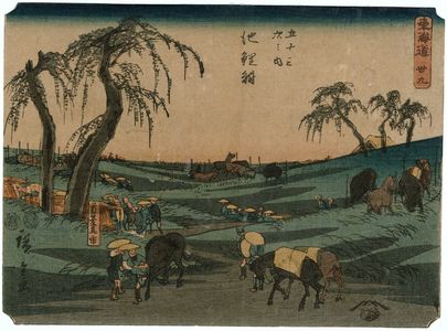 Utagawa Hiroshige: No. 39 - Chiryû: Early Summer Horse Fair (Shuka uma ichi), from the series The Tôkaidô Road - The Fifty-three Stations (Tôkaidô - Gojûsan tsugi no uchi) - Museum of Fine Arts