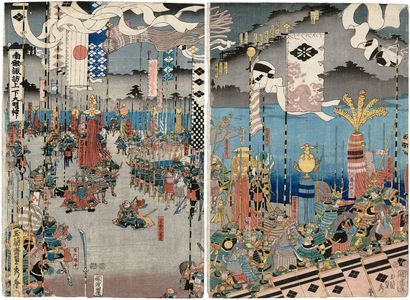 歌川貞秀: Yamamoto Kansuke and Takeda Shingen - ボストン美術館