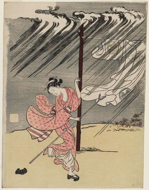 Suzuki Harunobu: A Young Woman in a Summer Shower - Museum of Fine Arts