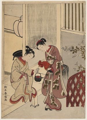Suzuki Harunobu: Making the Rooster Drunk to Prevent His Crowing at Dawn - Museum of Fine Arts