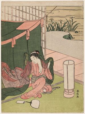 Suzuki Harunobu: Young Woman Emerging from Mosquito Net - Museum of Fine Arts