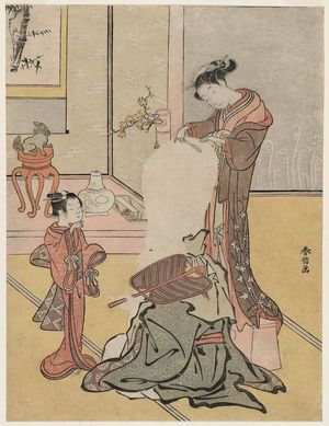 Suzuki Harunobu: Courtesan Shaving the Head of Fukurokuju - Museum of Fine Arts