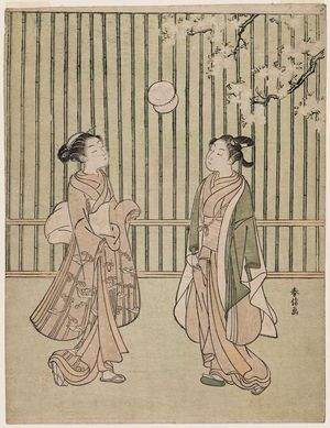 Suzuki Harunobu: Young Couple Playing Football - Museum of Fine Arts