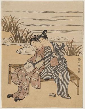 Suzuki Harunobu: Couple Playing a Shamisen Together - Museum of Fine Arts