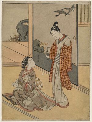 Suzuki Harunobu: Young Woman Concealing a Letter from a Young Man - Museum of Fine Arts