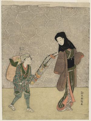 Suzuki Harunobu: Woman and Child with New Year Decorations - Museum of Fine Arts