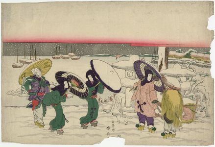 Katsukawa Shunko: Harbor Scene in Snow - Museum of Fine Arts