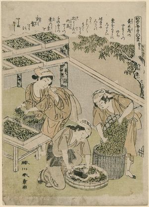勝川春章: No. 3, from the series Silkworm Cultivation (Kaiko yashinai gusa) - ボストン美術館