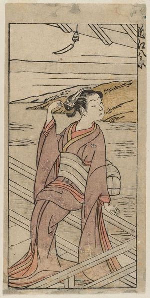 鈴木春信: Returning Sails at Yabase (Yabase kihan), from the series Eight Views of Ômi (Ômi hakkei) - ボストン美術館